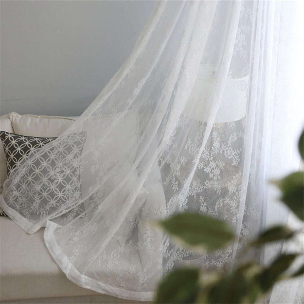 1 Rèm Cửa Sổ Ngắn Vải Tuyn Họa Tiết Hoa Vintage Trang Trí Phòng Khách / Phòng Ngủ