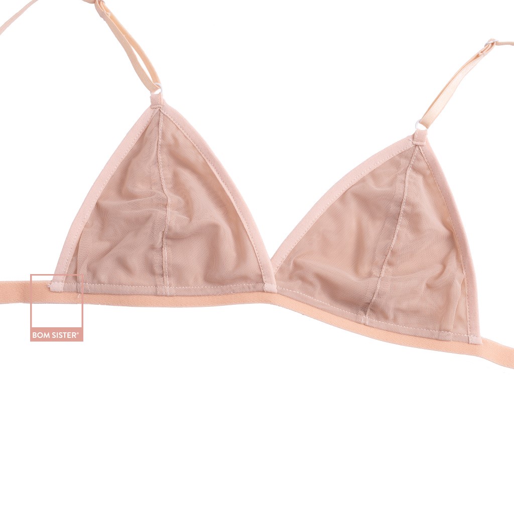 Áo lót không mút không gọng chất lưới màu trơn có thể thêm mút nâng ngực tự nhiên BOM SISTER BR0015 | BigBuy360 - bigbuy360.vn