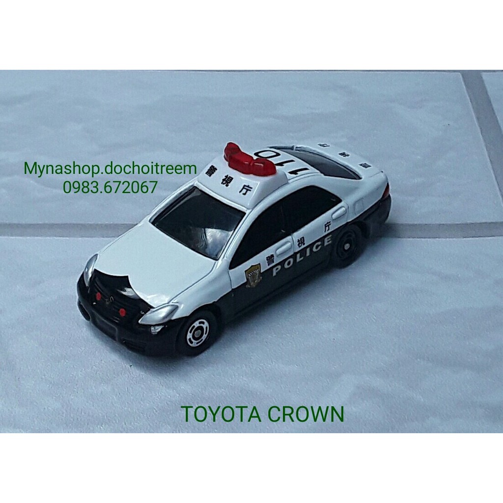 Xe mô hình tĩnh tomica không hộp - Toyota Crown (xe cảnh sát)
