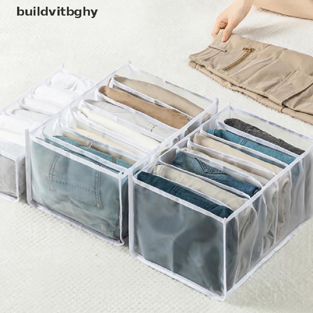 {Buickvitbghy} Hộp Đựng Quần Jean Chia Ngăn Có Thể Giặt Được