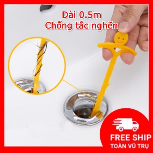 Dây thông tắc cống 💖FREESHIP💖 vệ sinh thông tắc bồn rữa tay bằng nhựa, răng cưa màu vàng