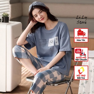 Đồ Bộ lửng Nữ mặc nhà,đồ ngủ dễ thương chất liệu cotton dầy dặn mát mịn