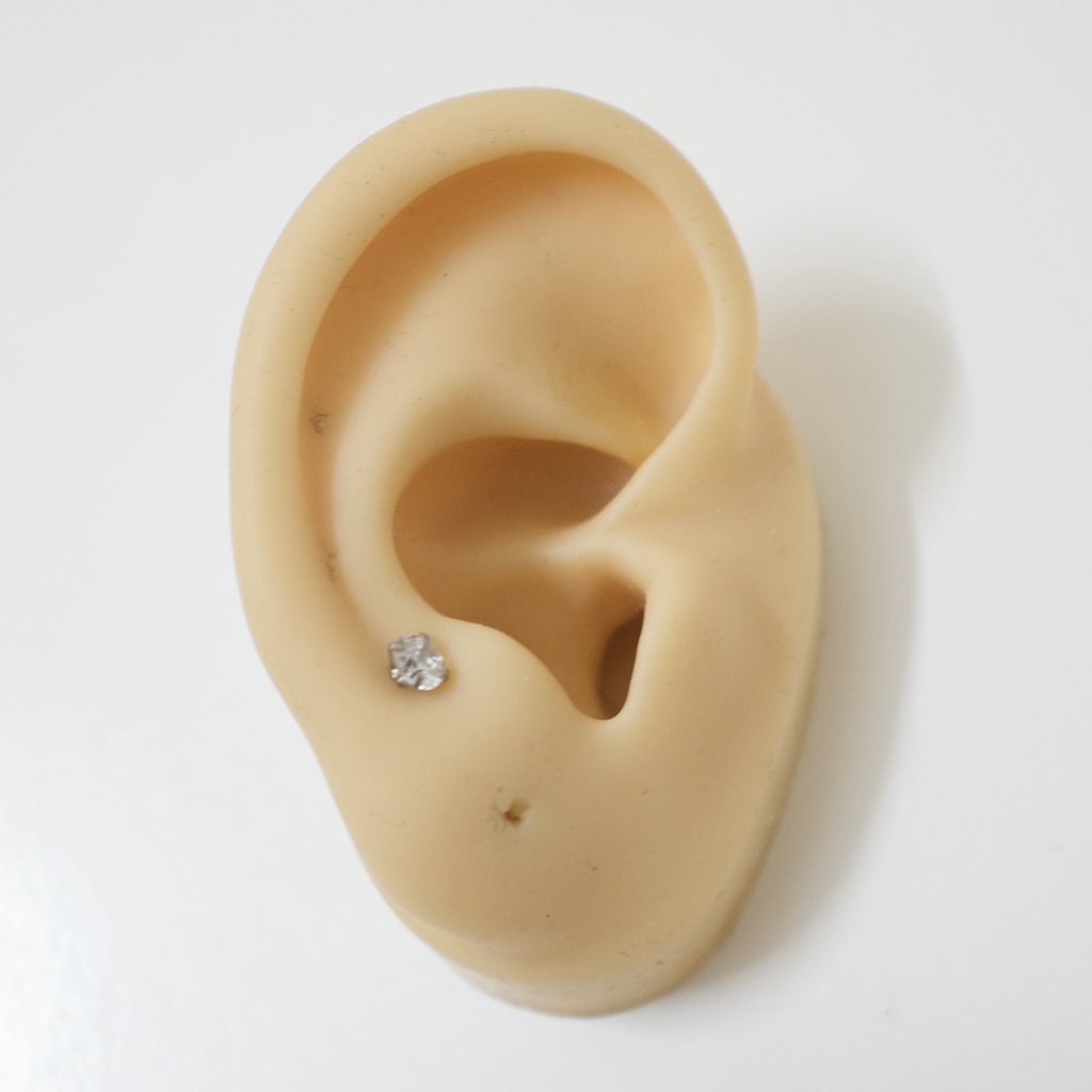 Khuyên Tai Titan 2 Đầu Đá Tròn Unisex Màu Bạc Đuôi Bi Không Gỉ Sét Không Ngứa Bông Tai Julies Box 66