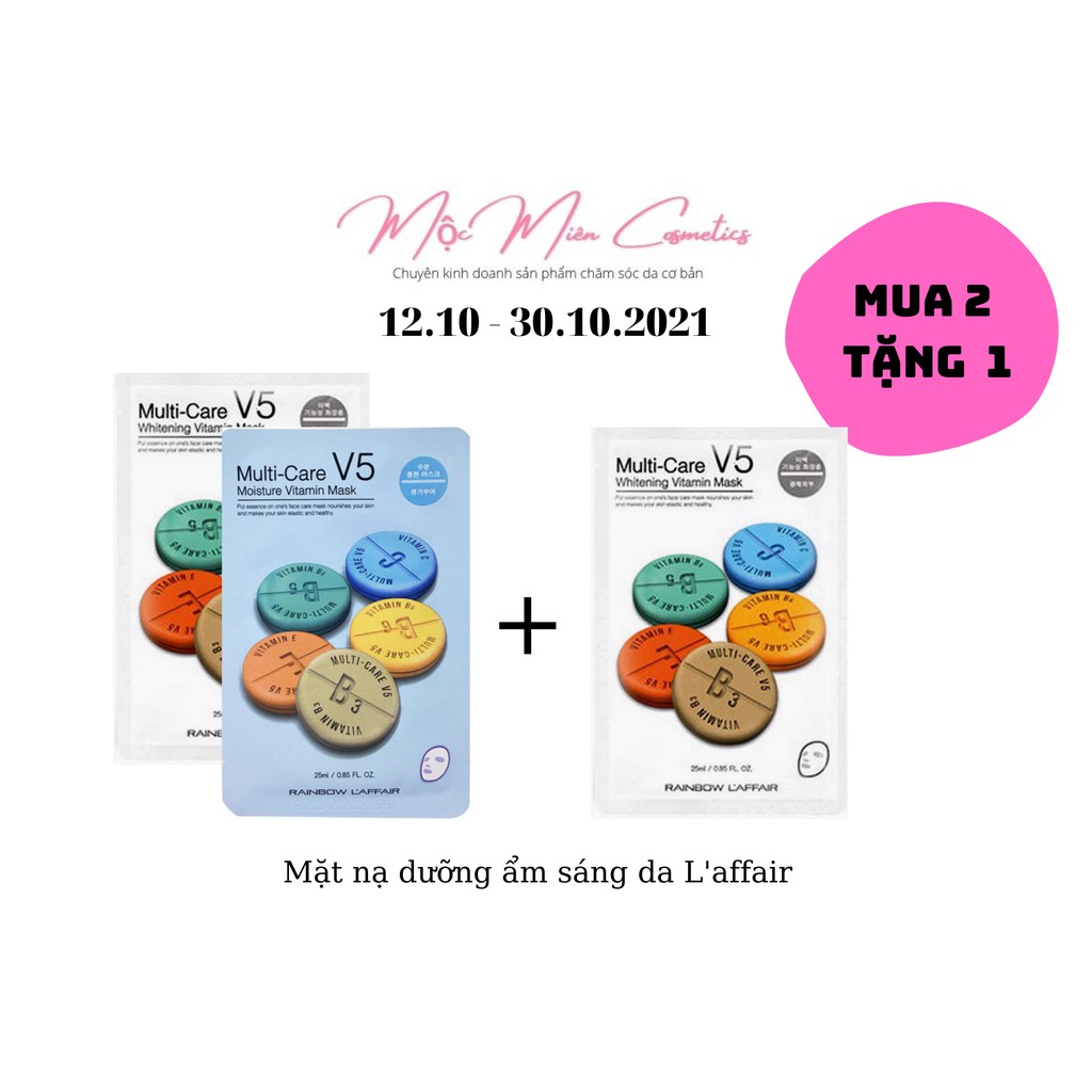 Mặt Nạ Dưỡng Da Rainbow L'Affair Multi-Care V5 Whitening 25ml Mộc Miên Cosmetics # Quà tặng ngâũ nhiên#