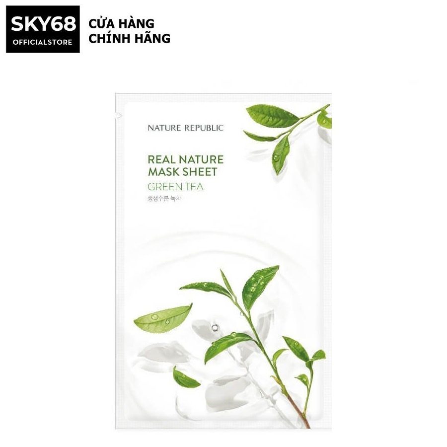 Mặt Nạ Giấy Cấp Ẩm, Ngừa Mụn, Săn Chắc Da Nature Republic Real Nature Mask Sheet 23ml - Green tea