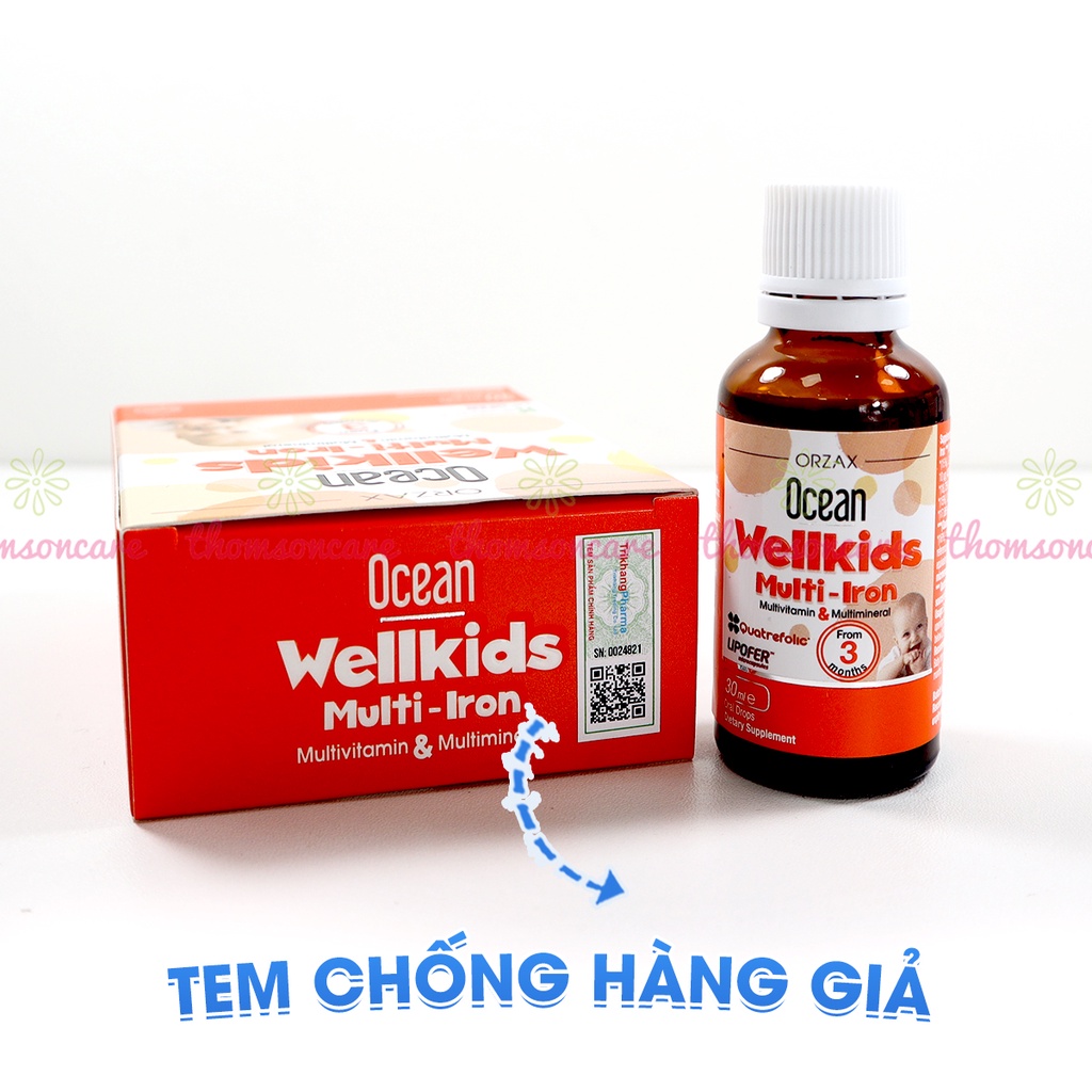Bổ sung Sắt cho bé Ocean Wellkids Iron và vitamin tổng hợp tăng cường hệ miễn dịch trẻ nhỏ - Chai 30ml