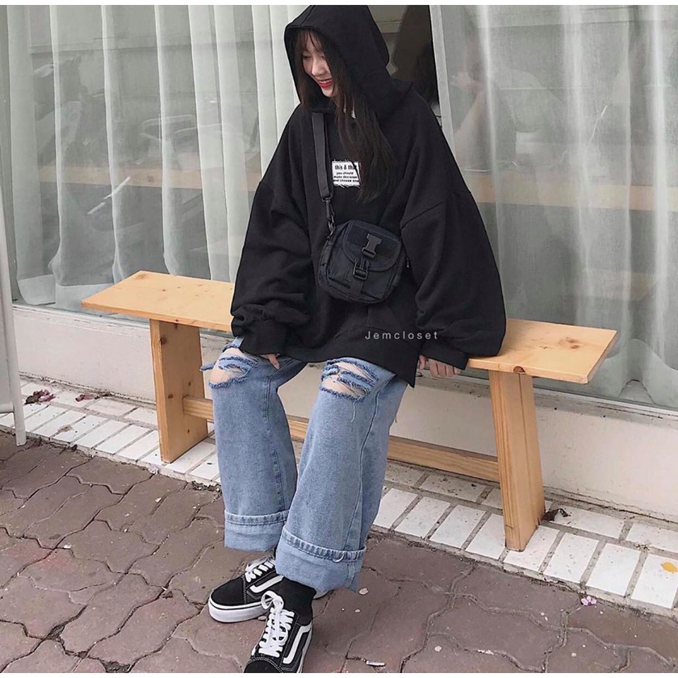 Áo hoodie nữ form rộng da cá THAT - 1643