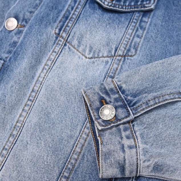 Áo khoác Denim dáng rộng nắp túi cách điệu JHL 2087 Blue Stonewashed
