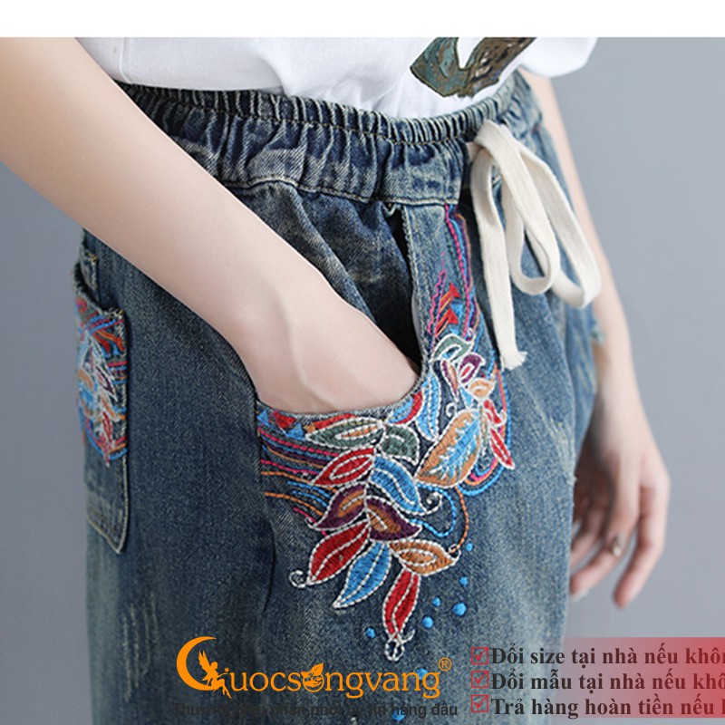 Quần short nữ rách quần đùi jean nữ thêu hoa GLQ119 Cuocsongvang