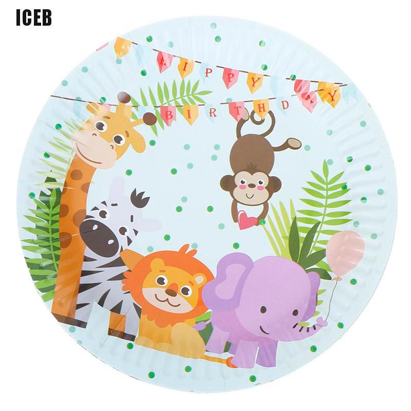 Set 10 Đĩa Giấy Dùng Một Lần Họa Tiết Động Vật Đáng Yêu