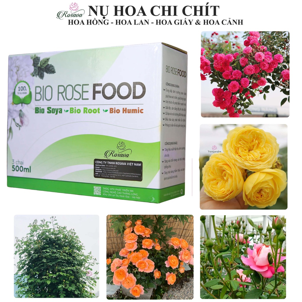 Combo phân bón hữu cơ vi sinh Rosava cho hoa hồng, cây cảnh, hoa giấy, lan, sen đá