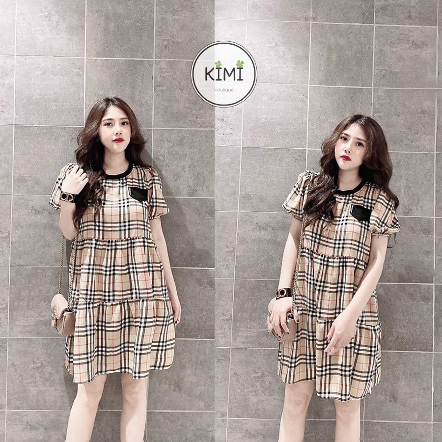Váy babydoll BBR kẻ
