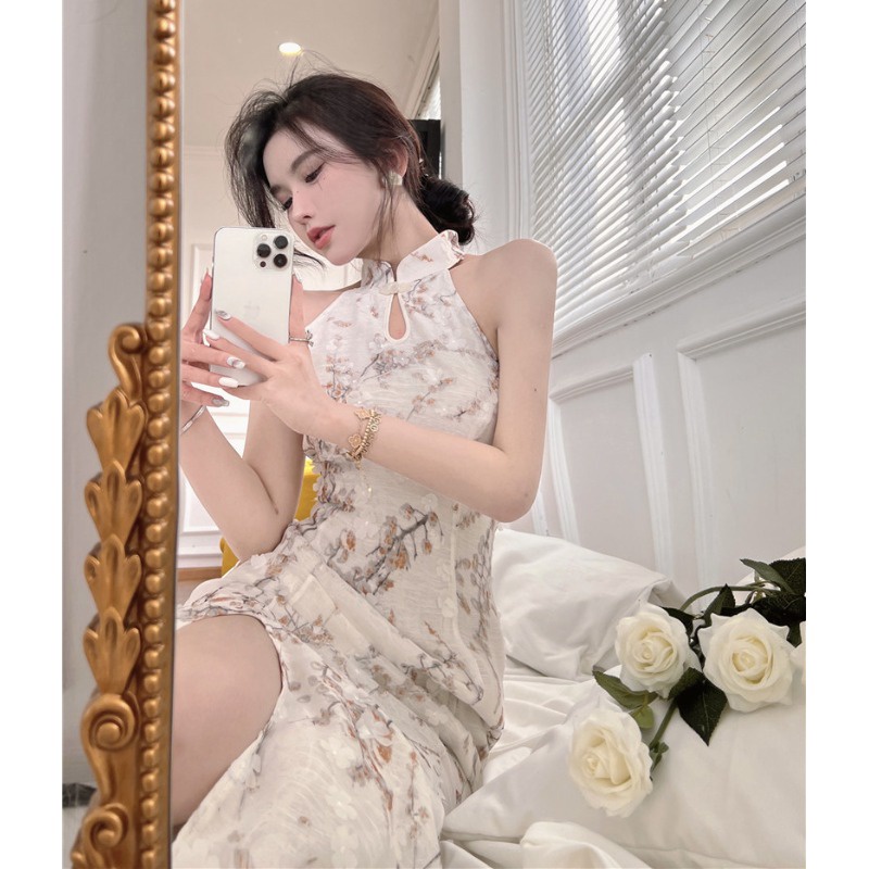 JaneQ Sườn xám cách tân hiện đại hoa văn sang trọng quyến rũ ảnh thật cuối D287