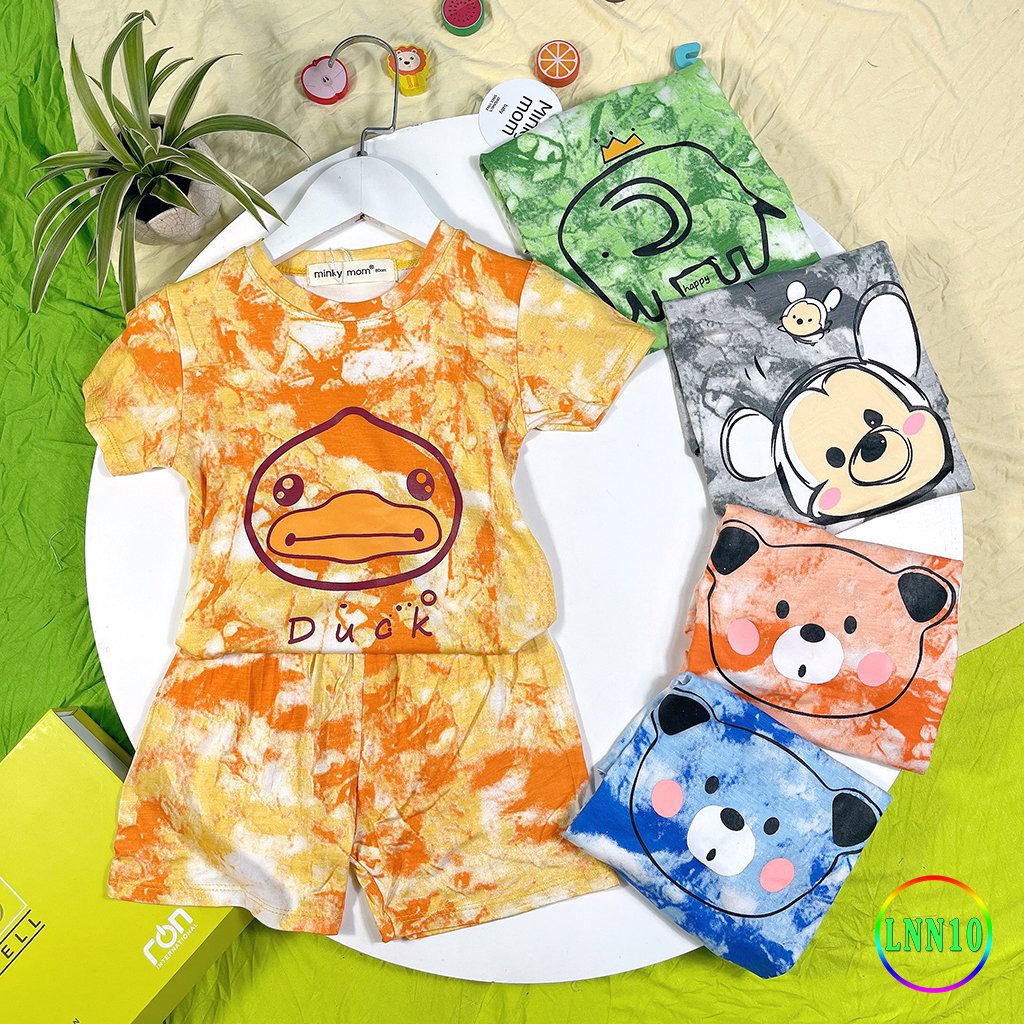 [SALE] Bộ Cộc Tay Cho Bé Trai, Bé Gái Minky Mom Vải Thun Lạnh Động Vật Loang Màu 3D, Đồ Bộ Cho Bé Mặc Nhà MKM2201