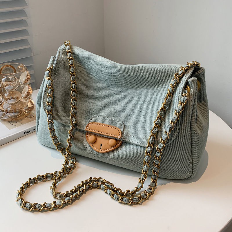 Túi Đeo Vai / Kẹp Nách Bằng Vải Denim Thời Trang Mùa Hè Hàng Mới Dành Cho Bạn Nữ 2021