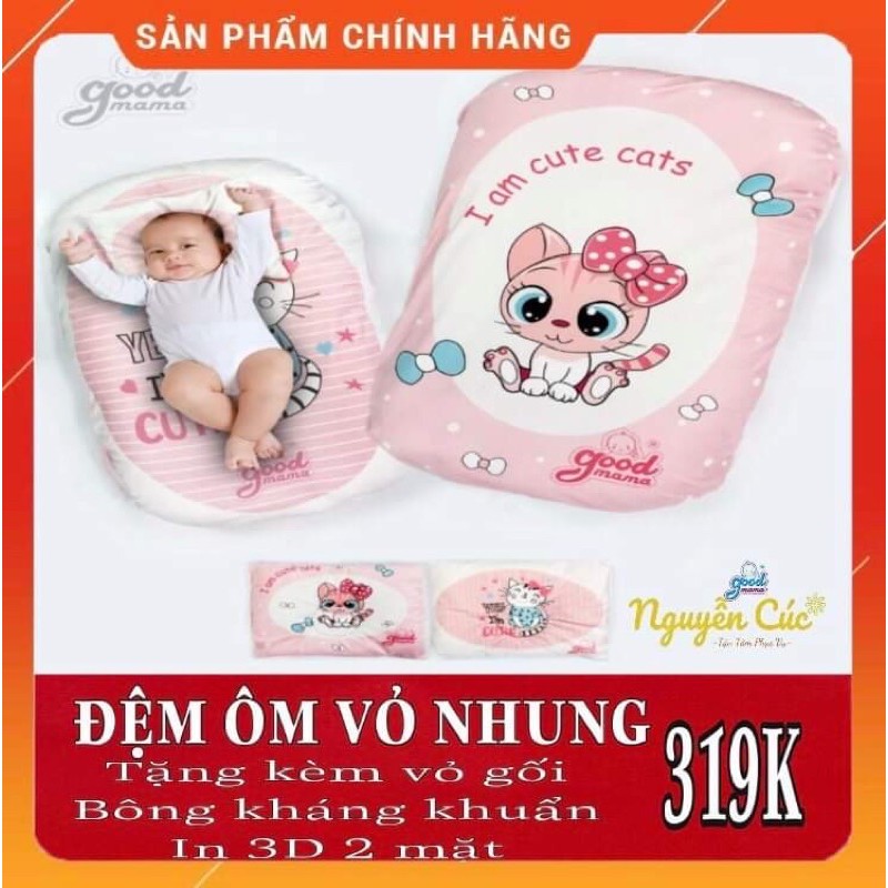 ĐỆM ÔM BÉ NẰM CAO CẤP GOODMAMA [VỎ ĐỆM THÁO RỜI]