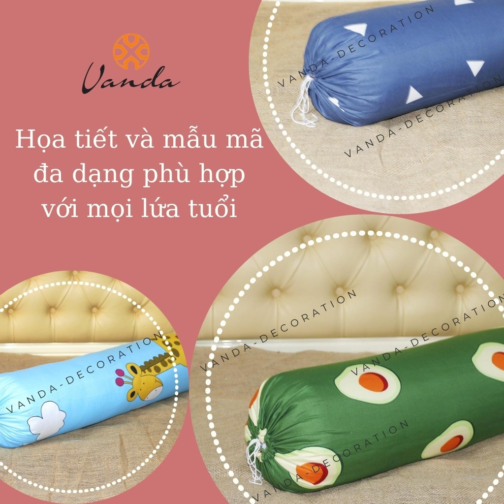 Vỏ gối ôm Cotton Poly họa tiết