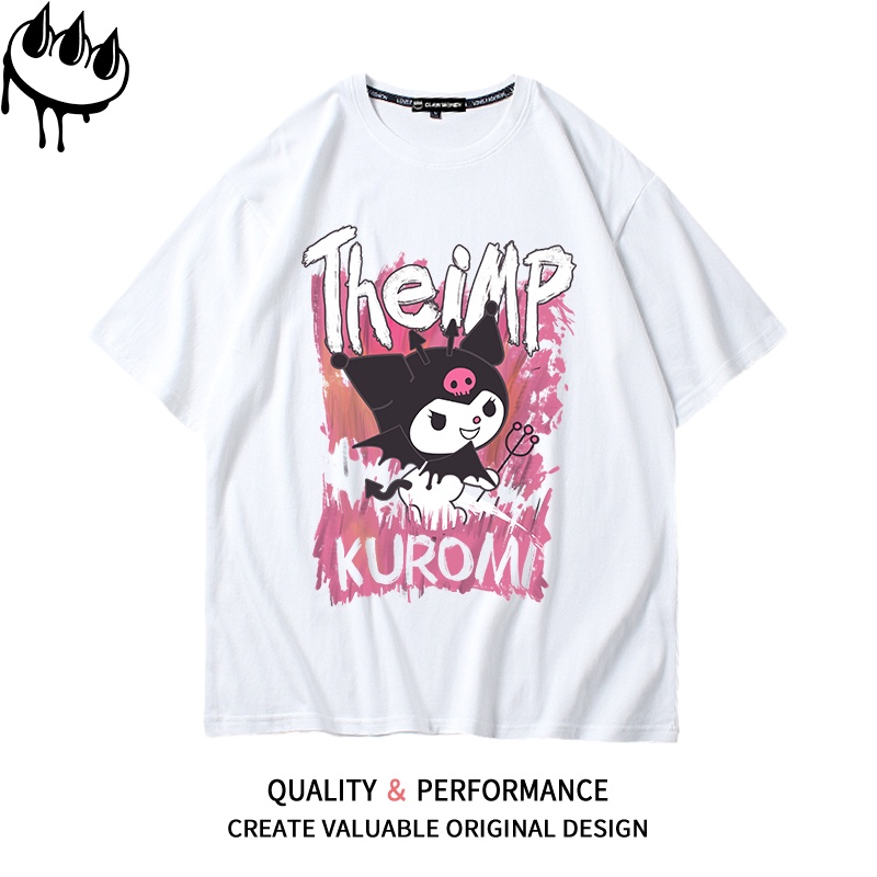 Claw Money brand KUROMI KUROMI printed off-shoulder short-sleeved T-shirt women's preppy style Y2K sweet and spicy 9J0d