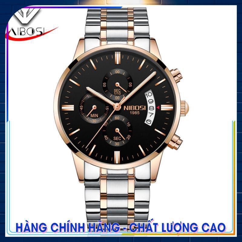 [CAO CẤP] Đồng hồ nam NIBOSI 1985 dây thép đúc đẳng cấp doanh nhân chạy 6 kim