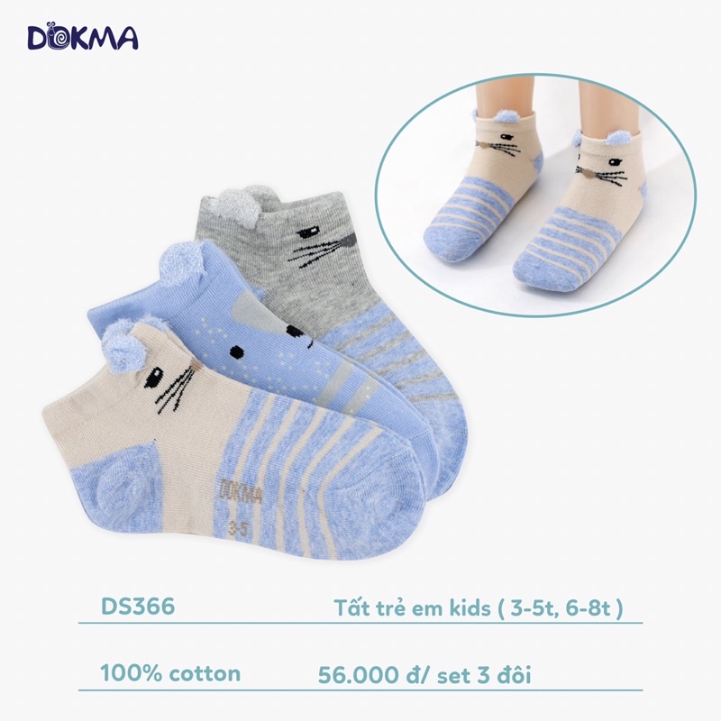 Set 3 đôi tất cotton Dokma siêu mềm, mịn