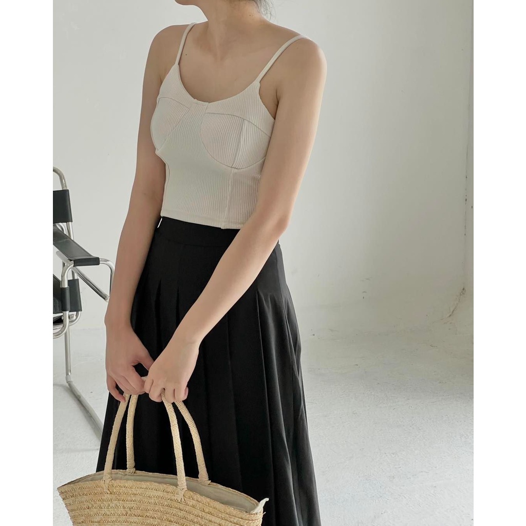 Áo 2 dây thun nữ cúp ngực thời trang GAGO màu trắng GA3993