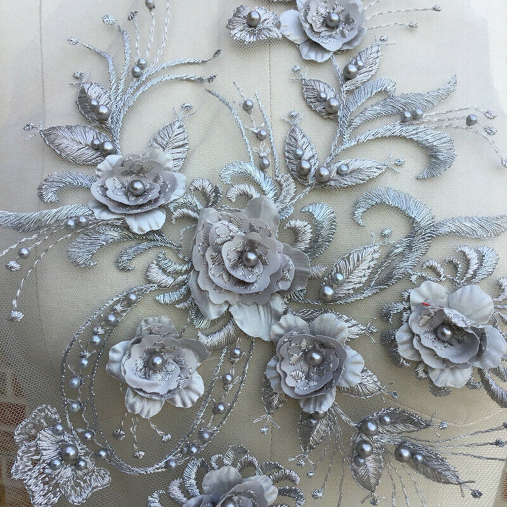 Mảnh lưới hoa ren 3D trang trí áo cưới