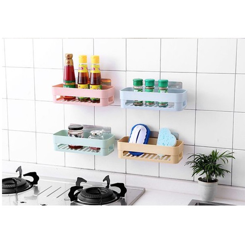 [Tổng Kho Sỉ] Kệ Nhựa Chữ Nhật B24CN Mới Về - Đựng Để Đồ Nhà Tắm - Nhà Bếp - Miếng Dính Đôi Siêu Chắc