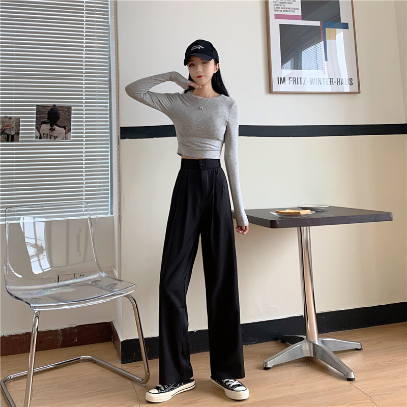 SUXI Quần Dài Màu Trơn Dáng Rộng Thiết Kế Đơn Giản Trẻ Trung Hợp Thời Trang