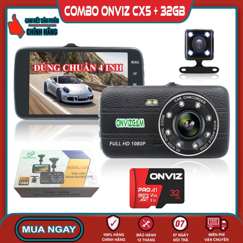 [Mã 12ELSALE hoàn 7% đơn 300K] [NGUYÊN SEAL] Camera hành trình ONVIZCAM CX5 ghi hình trước sau chính hãng