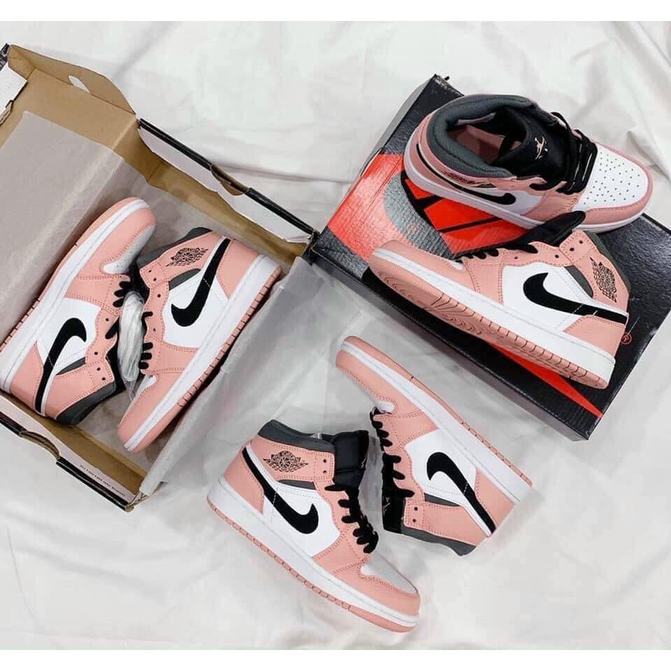 Kèm Video Thật] Giày Jordan hồng nữ cổ cao bản đẹp tiêu chuẩn, Giày jordan 1 nữ màu hồng tươi cực xinh dễ phối đồ | BigBuy360 - bigbuy360.vn