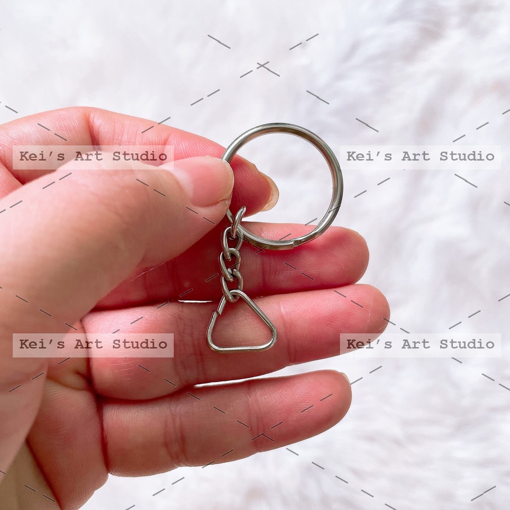 1 CÁI - Khoen móc khóa dạng tròn, tam giác, dây bi...