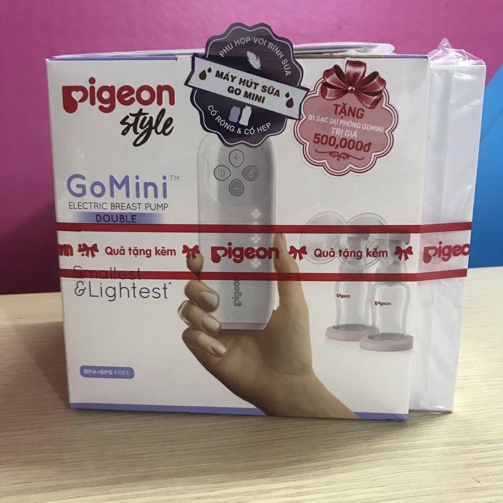 Máy hút sữa điện đôi GoMini Pigeon - Tặng Sạc dự phòng Pigeon 10000 mAh