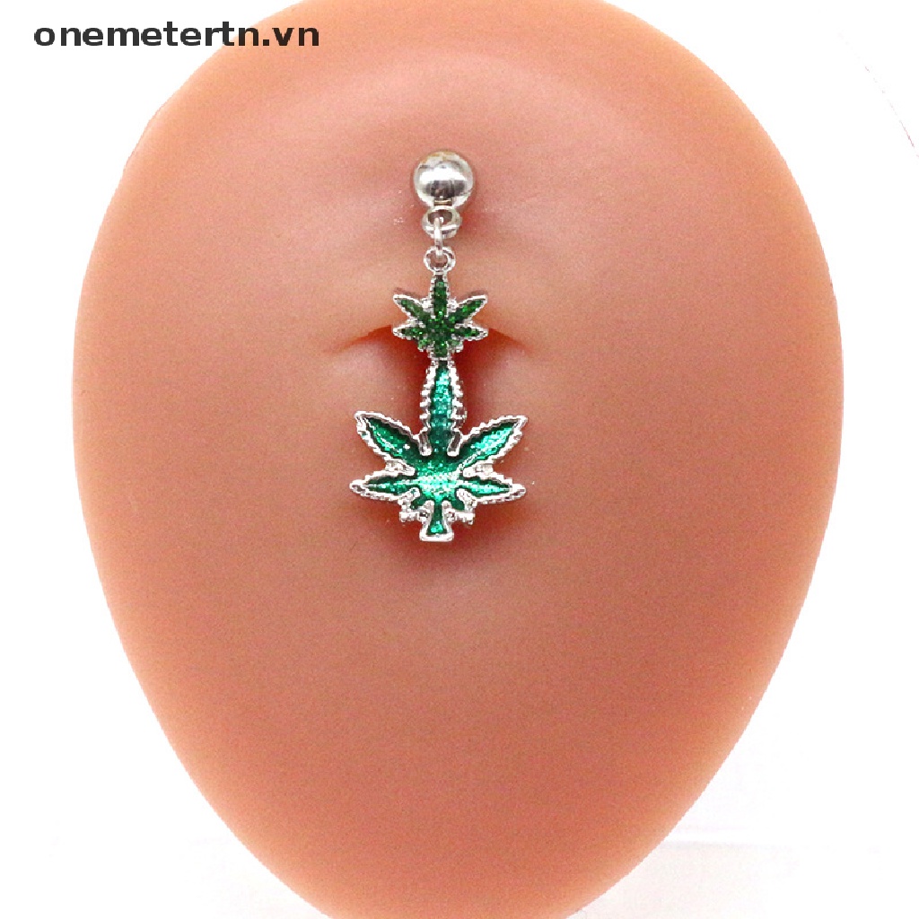 1 Khuyên Rốn Hình Trái Tim / Mặt Trăng / Lá Phong Bằng Thép Không Gỉ