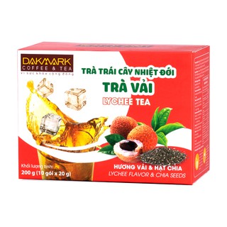 [2 TRONG 1] Trà trái cây nhiệt đới DakMark vị vải hạt chia (hộp 10 gói x20g)