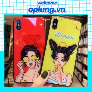 Ốp lưng iphone mặt kính cường lực Lemon và Just Live iphone 6 6s 6 plus7plus 8 x xs xr xsmax 11 promax k314