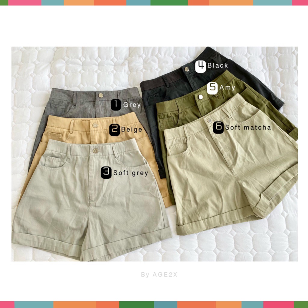 Quần Short Ống Rộng Lưng Cao Vải Kaki Cotton Thời Trang Năng Động Cá Tính Cho Nữ