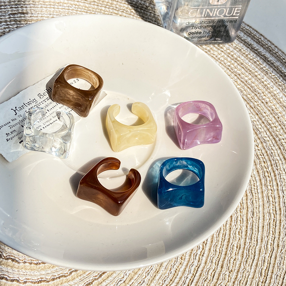 Nhẫn nhựa dẻo trong suốt thiết kế đơn giản phong cách Hàn Quốc tùy chọn màu sắc