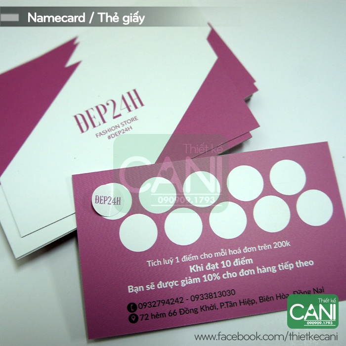 Combo 500 Thẻ tích điểm và 1.000 Tem logo dán In theo yêu cầu Namecard Phiếu giảm giá
