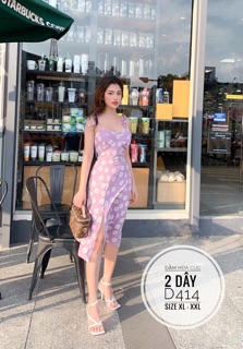 Bigsize Đầm hoa cúc 2 dây D414