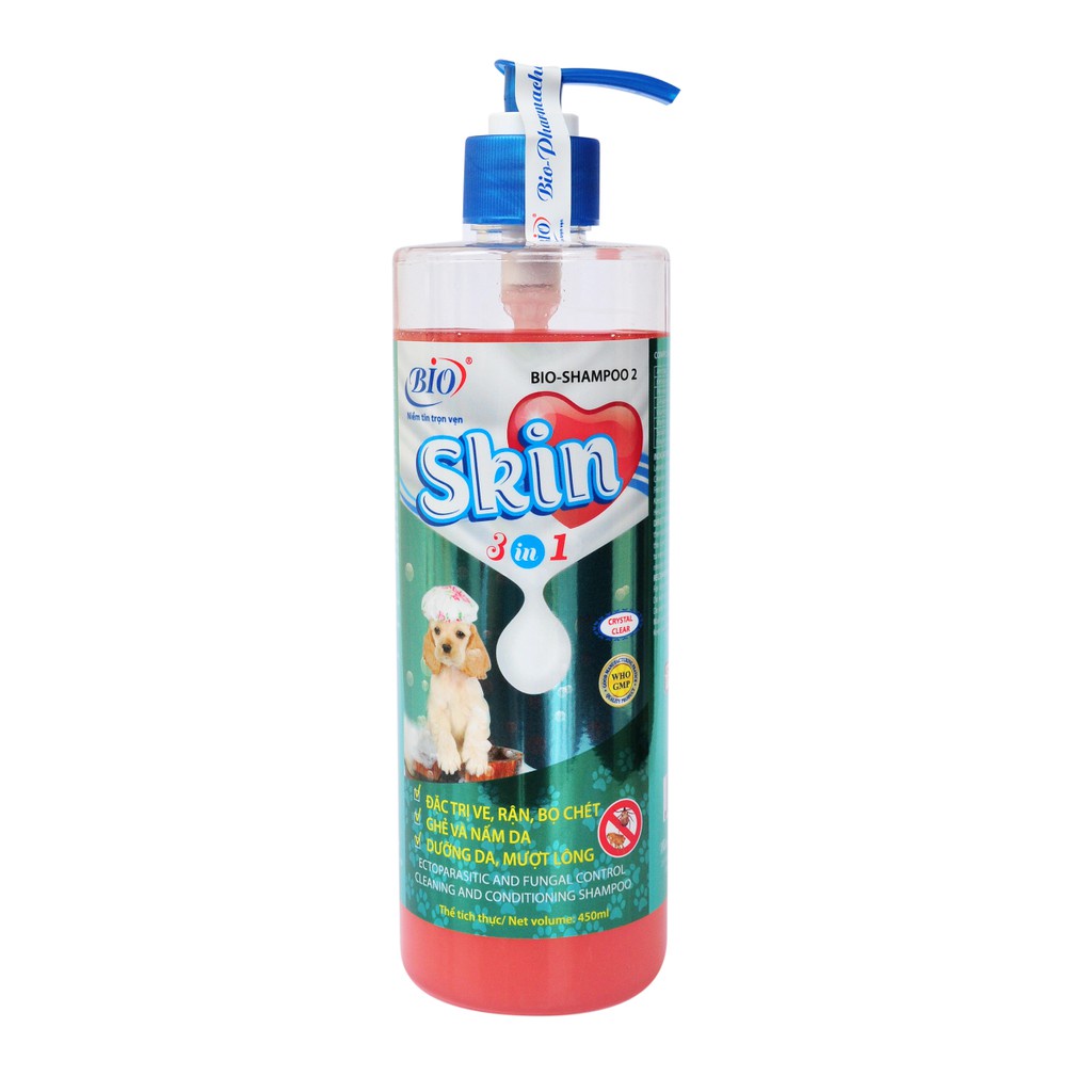 Sữa tắm chó mèo đặc trị ve, rận, nấm da Bio Skin 3IN1 450ml