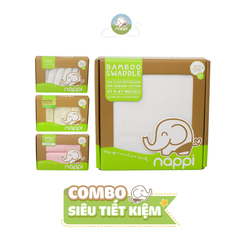 COMBO 4 Mẫu Khăn sợi tre đa năng Nappi