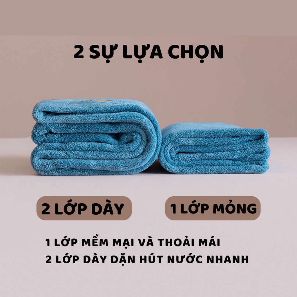 Khăn quấn tóc sau khi gội nhanh khô mũ quốn vải cotton mềm mại thấm hút tốt 1 lớp 2 lớp DC14