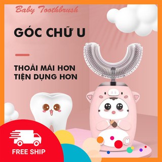 Bàn Chải Điện Trẻ Em V6 - Máy đánh răng chữ U Cho Bé Tự Động An Toàn Vệ Sinh - Mẫu Bàn Chải Trẻ Em Giúp Bé Tự Giác Hơn