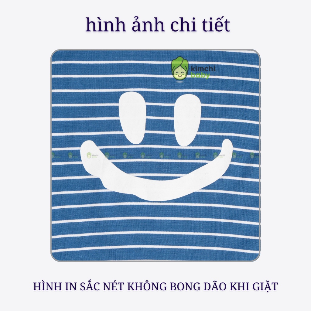 Đồ Bộ Bé Trai, Bé Gái Minky Mom Vải Cotton Sọc Ngang Mặt Cười, Bộ Dài Tay Cho Bé Mặc Nhà Thu Đông MKMTD2173