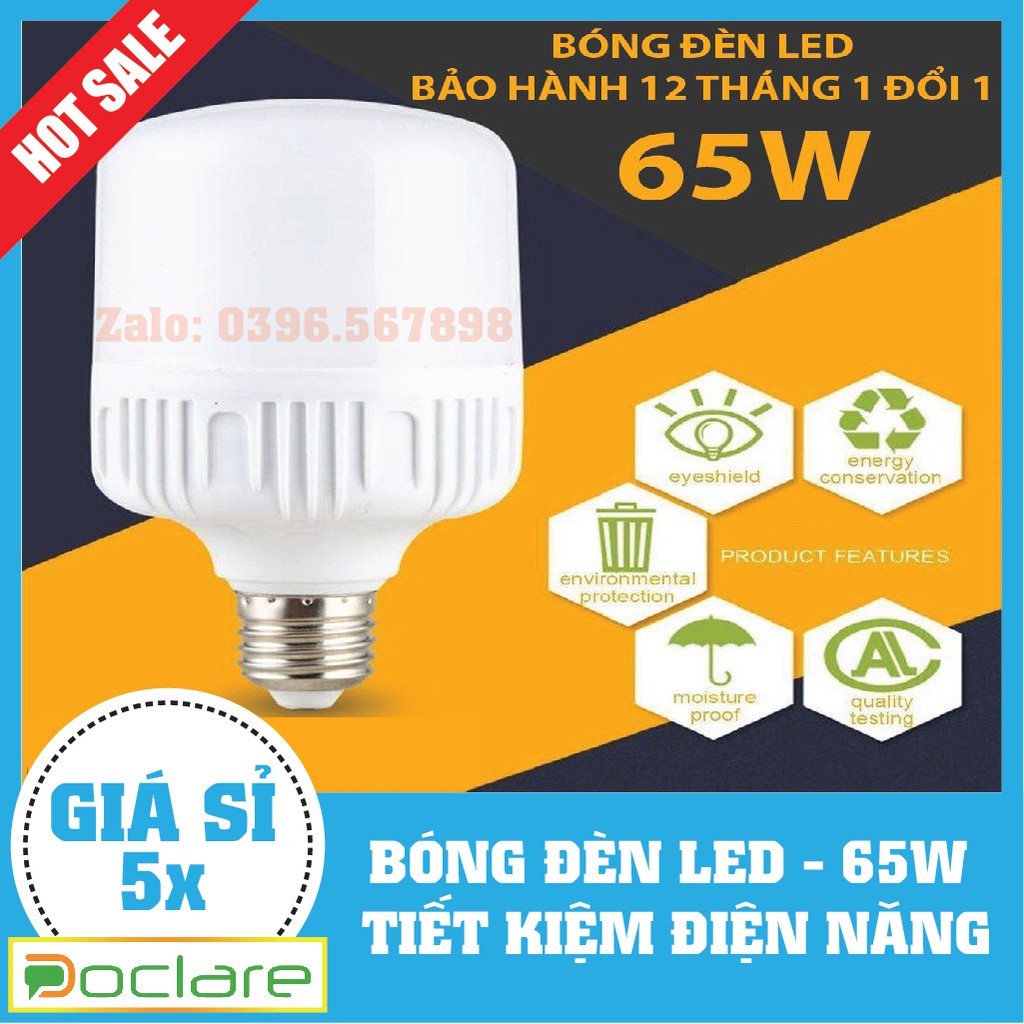 BÓNG ĐÈN LED 65W ĐUÔI XOÁY - TRỤ TIẾT KIỆM ĐIỆN NĂNG