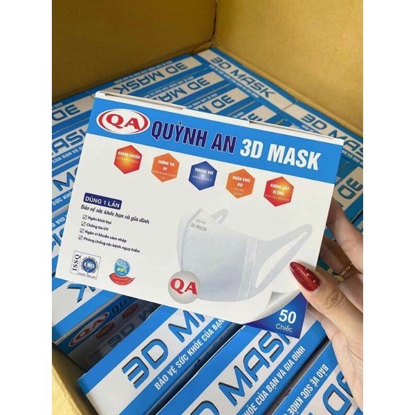 Khẩu trang 3D QUYNH AN sản xuất công nghệ Nhật Bản (50c/hop)