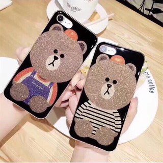 Ốp lưng Nhũ Bóng cao cấp - 'Gấu Brown áo sọc - Gấu Brown áo jeans'