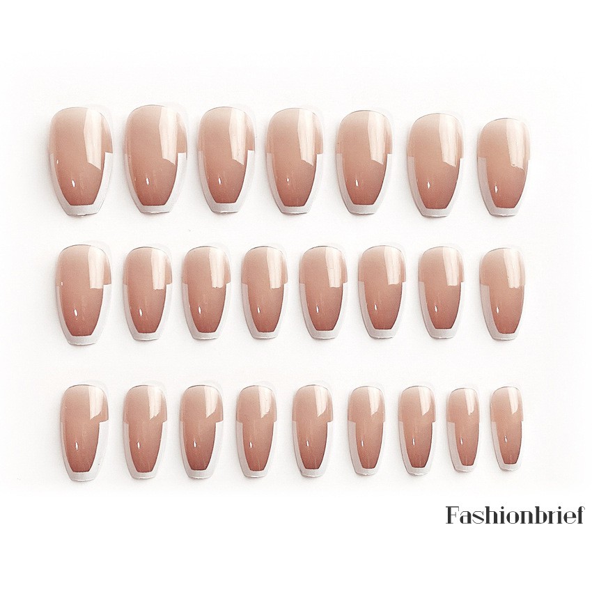 Set 24 móng tay giả màu trắng có thể tháo rời