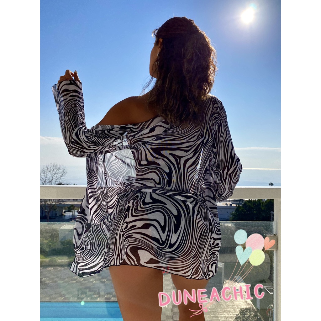 DUNEA Set Đồ Tắm 3 Mảnh Họa Tiết Sọc Ngựa Vằn Gợi Cảm Cho Nữ