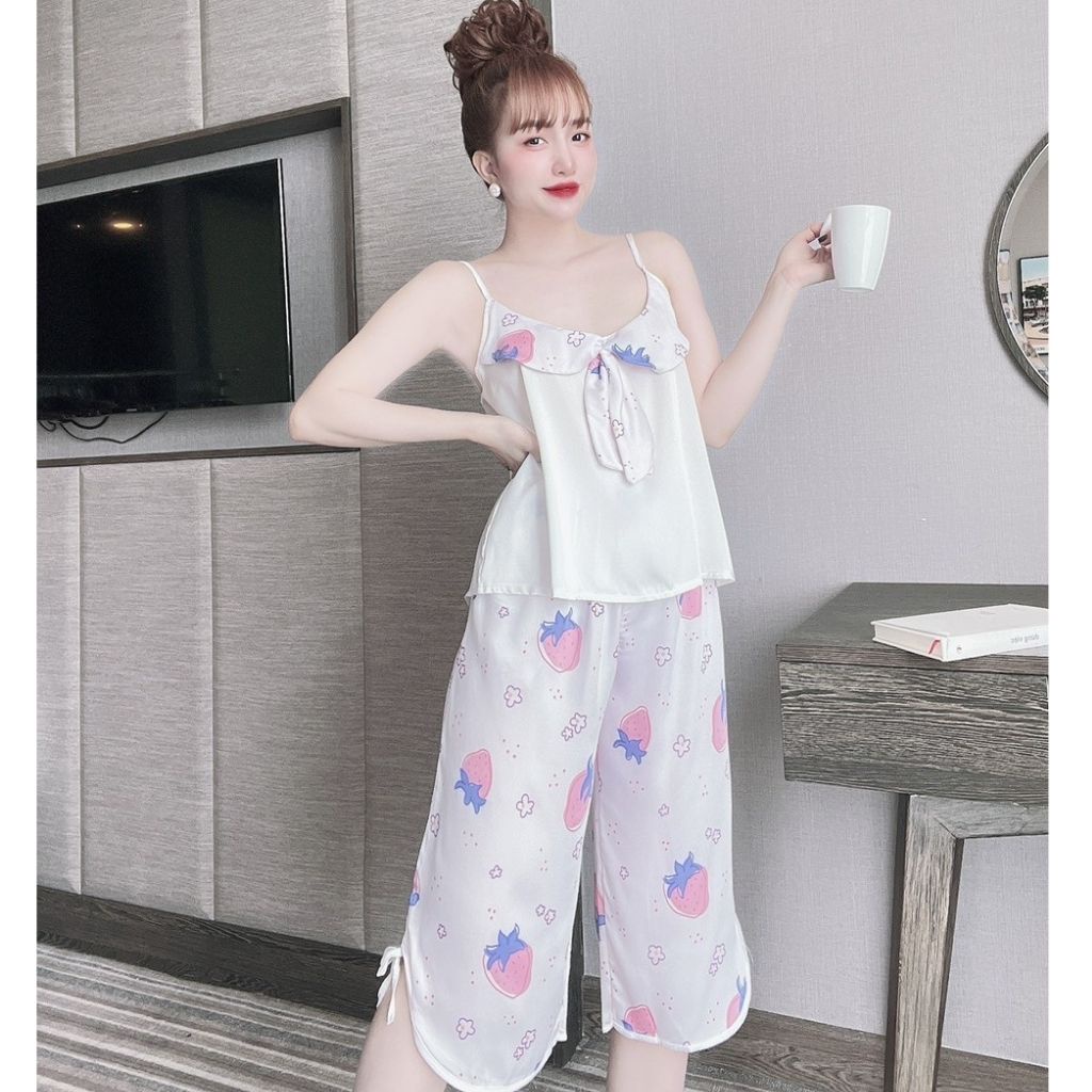 Đồ Ngủ Nữ, Đồ Ngủ Sexy lụa Latin cao cấp mềm mại xinh xắn &lt; 63KG